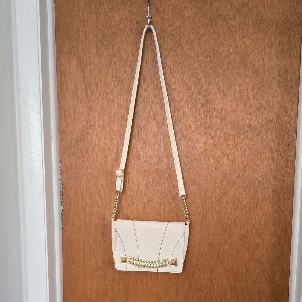 Jessica Simpson Cream Crossbody Bag with Chain Detail
